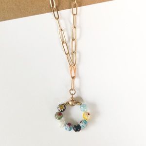 Flower Glass Bead Necklace